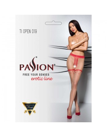 Dressing Libertin : collants ouverts rouges tiopen 019 de chez passion