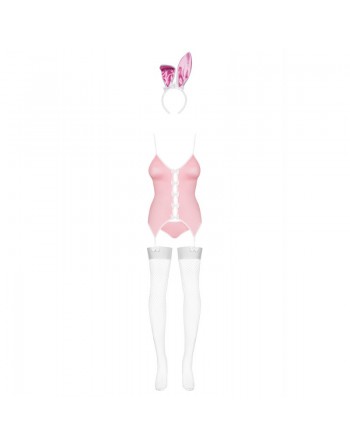 lingerie costume lapin 4 pcs rose