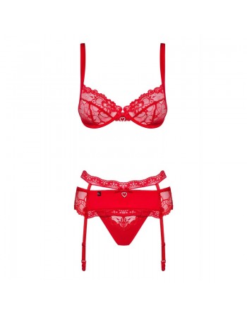 lingerie sexy : ensemble 3 pièces rouge heartina obsessive