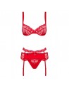 lingerie sexy : ensemble 3 pièces rouge heartina obsessive