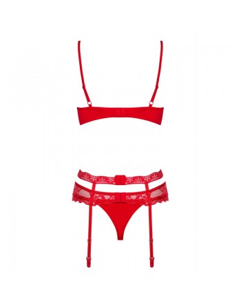 lingerie sexy : ensemble 3 pièces rouge heartina obsessive