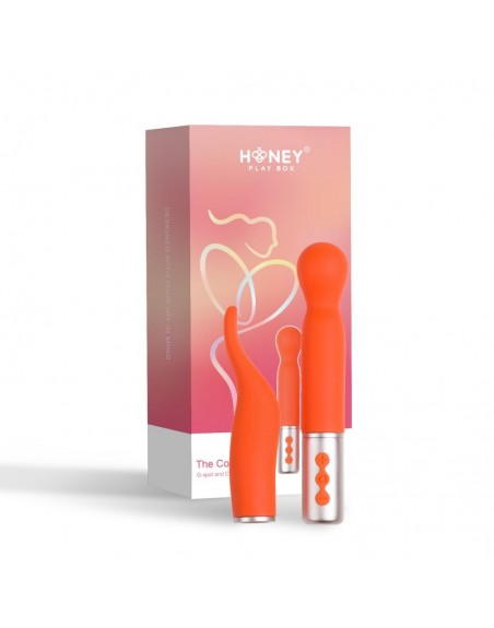 VIBROMASSEUR : the naughty collection  vibromasseur à tête interchangeable orange honey play box