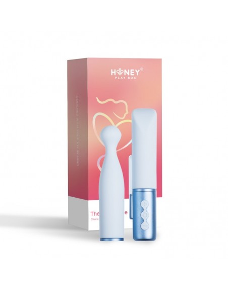 VIBROMASSEUR : the naughty collection  vibromasseur à tête interchangeable bleu honey play box