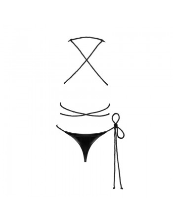 Dressing libertin : votre  lingerie sexy vous présente cordellis body ouvert  noir wetlook