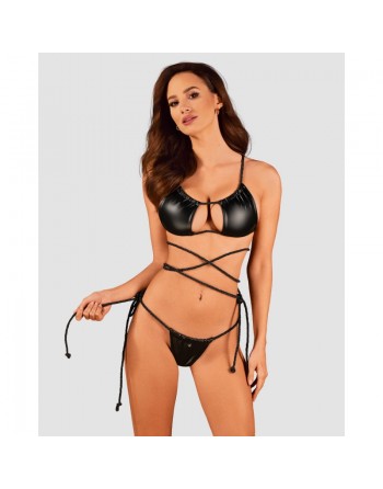 Dressing libertin : cordellis ensemble  noir wetlook obsessive par votre  tendance sensuelle