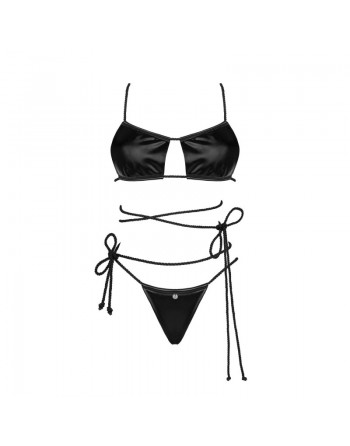 Dressing libertin : cordellis ensemble  noir wetlook obsessive par votre  tendance sensuelle