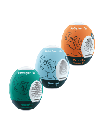 DRESSING LIBERTIN : ensemble oeufs masturbateurs 3 pièces naughty, savage, crunchy  satisfyer