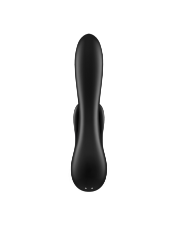 Dressing Libertin : vibromasseur rabbit chauffant satisfyer double flex connect noir