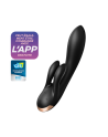 Dressing Libertin : vibromasseur rabbit chauffant satisfyer double flex connect noir