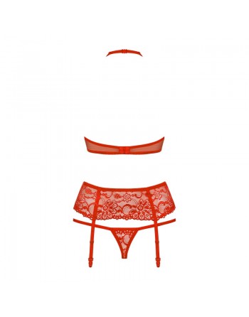 ensemble de lingerie 3 pièces rouge de la collection obsessive 838