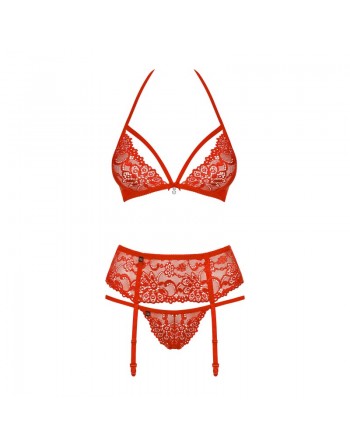 ensemble de lingerie 3 pièces rouge de la collection obsessive 838