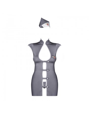 déguisement sexy : costume d'hotesse de l'air gris