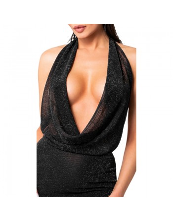 Mini robe noire dos nu Luminara – tenue élégante pour soirées privées