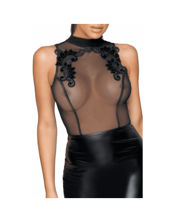 Robe noire à broderies fines – pour soirée privée ou club élégant