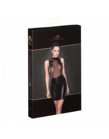 Robe noire à broderies fines – pour soirée privée ou club élégant