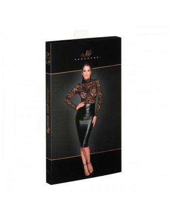 Robe sexy noire dentelle & cuir – Club & soirée | Dressing Libertin