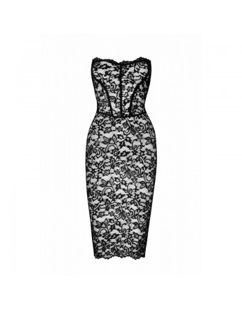 Robe midi noire sexy à lacets – Style club & libertin chic