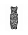 Robe midi noire sexy à lacets – Style club & libertin chic