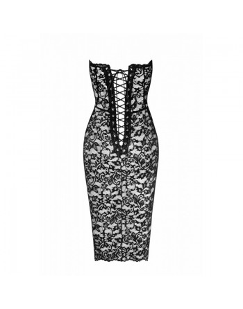 Robe midi noire sexy à lacets – Style club & libertin chic