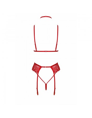 Découvrez le Bondage 243, un ensemble de lingerie 5 pièces rouge passion, idéal pour vos soirées sensuelles ou moments intimes.