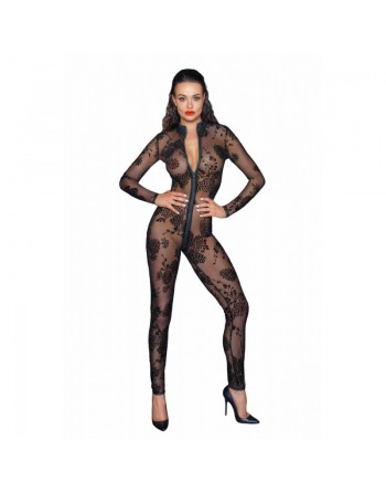 F237 Combinaison Sexy, Libertine, longue en tulle avec fermeture éclair à 3 voies