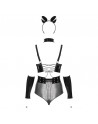 Silveria Ensemble 6 pcs - Argent et Noir-Look - Félin Dominatrice pour Soirées Libertines