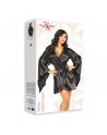 Peignoir noir sexy en satin Samira – Lingerie libertine élégante