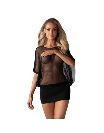 Punker robe noire sensuelle – Mini-robe chic et transparente